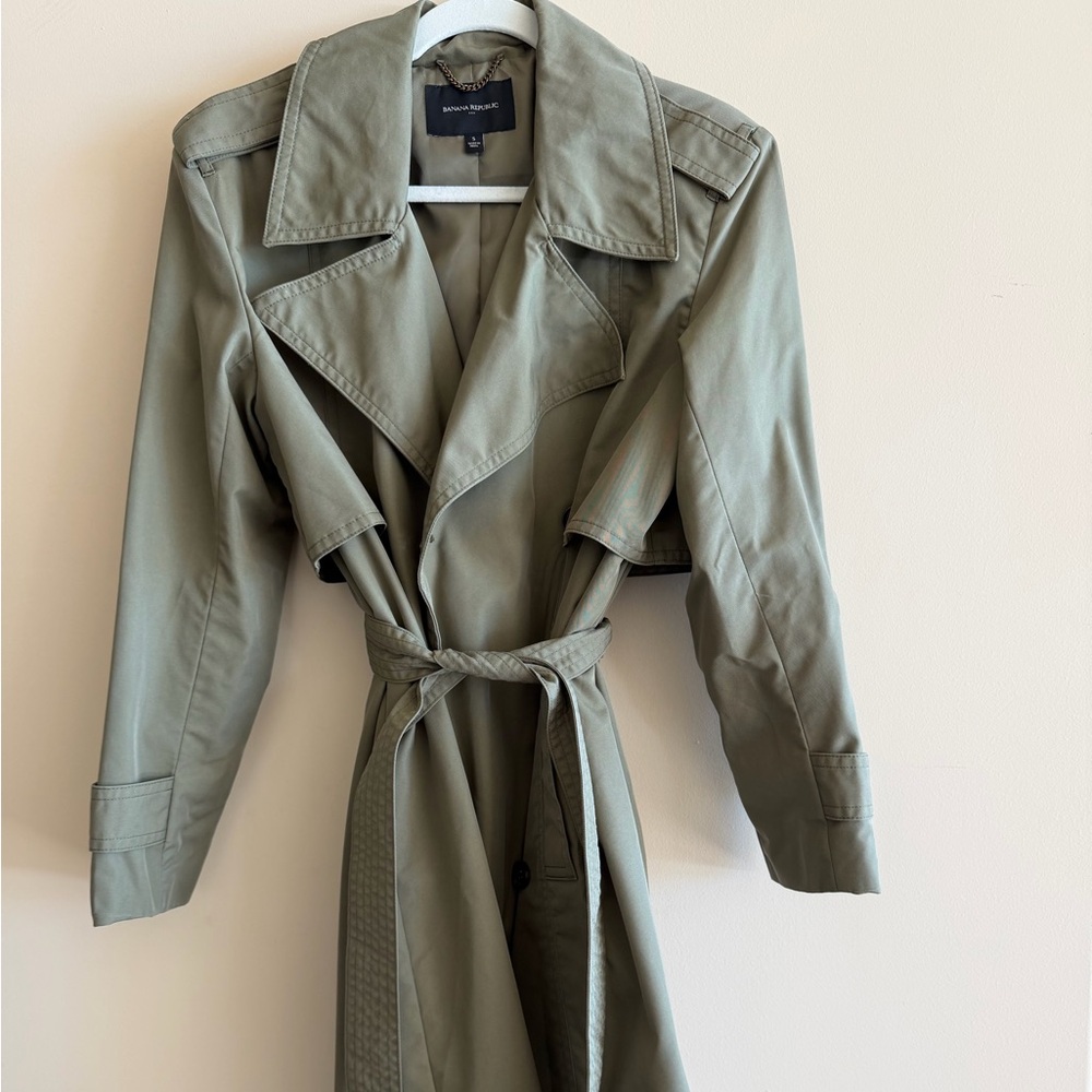 Banana Republic Sage Green Trench Coat - Picture 4 of 10